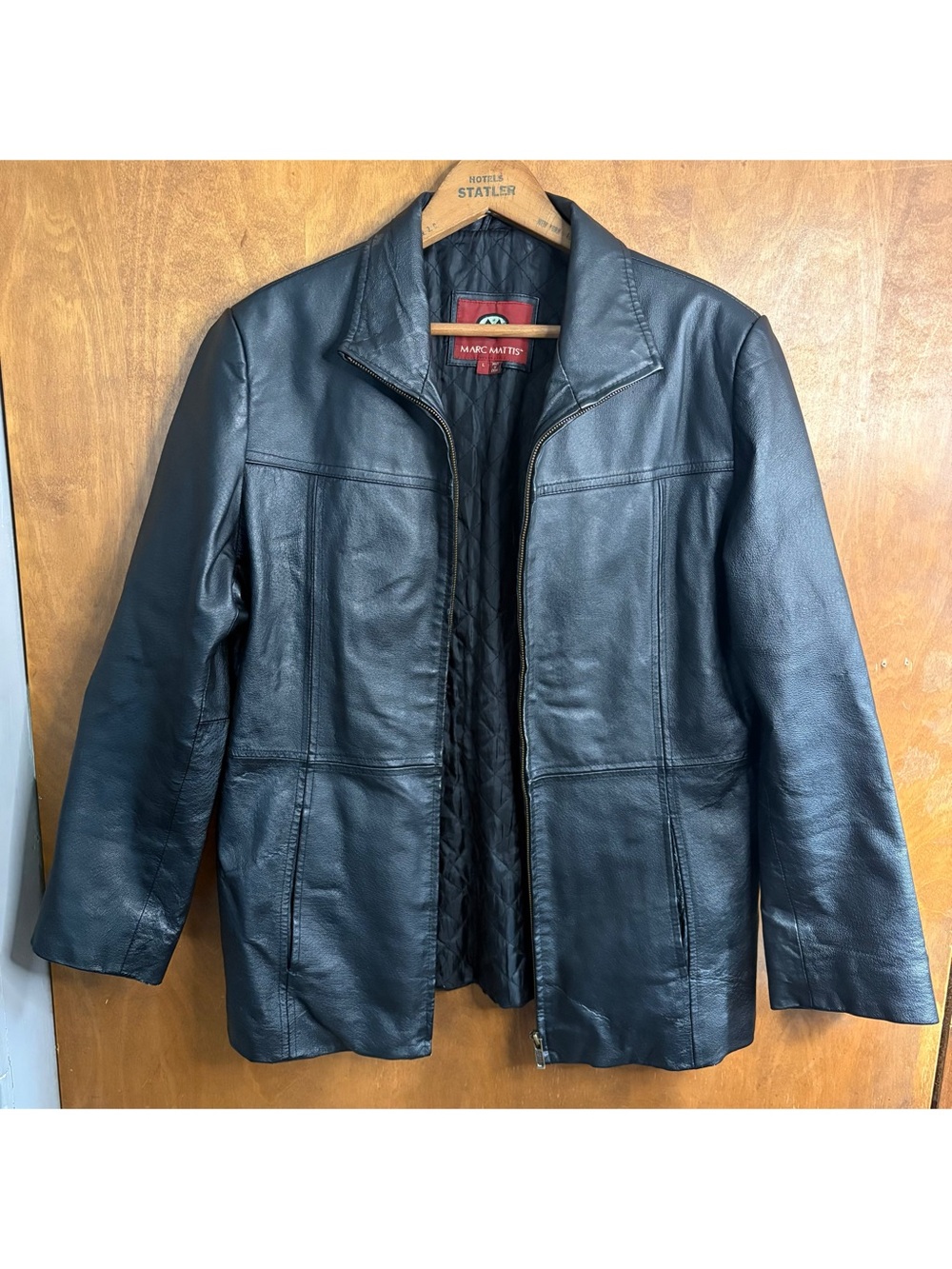 Vintage 90s Black 100% Leather Zip Up Jacket Y2K Goth Mcbling Grunge Minimalist